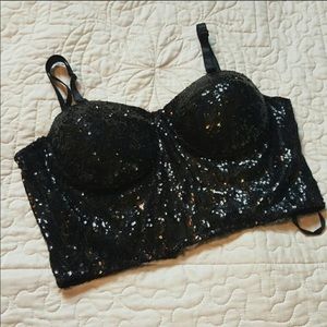 Arden B sequin cropped top/bralet